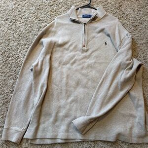 Ralph Lauren Men's Light Gray Zip-Up Sweater
